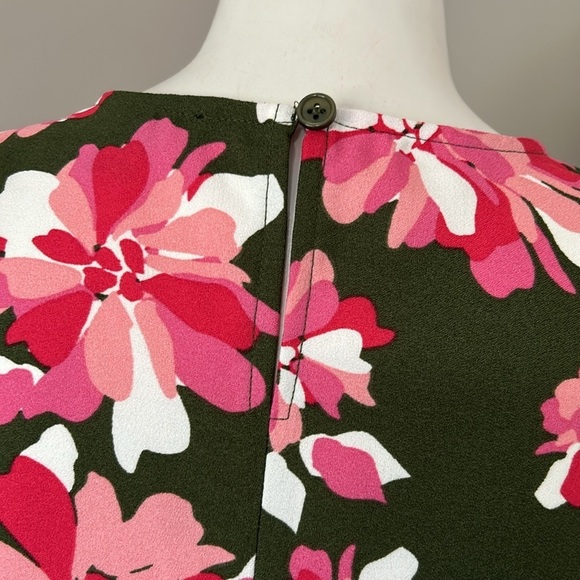 JASON WU Floral Woven Peplum Sleeveless Tank Blouse Vneck Green Pink Sz XXS NEW - Picture 6 of 10